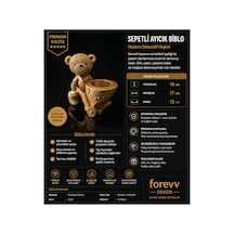 Dekor Sepetli Ayıcık Biblo Saksılık Gold Polyester Dekoratif Obje 18 Cm Altın