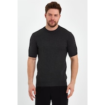 Cool Tarz Koyu Füme Erkek Yarım Balıkçı Düz Triko T-shirt-trz19129r13s Koyu Füme Koyu Füme