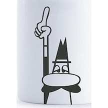 - Kupa - Mug - 250ml - İkonik Bıyıklı Adam Desenli - Porselen Acı Kahve