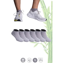 Aurum Erkek 6'lı Premium Bambu Patik Çorap Dikişsiz - Gri