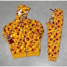 Tarzyeri Unisex Pubg Bape X Shark Eşofman Takımı - Sarı 001