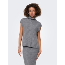 Only Onljeanett Lıfe Sl Rıb Hıghneck Cc Knt Kadın Gray Kazak - 15350359 Gri