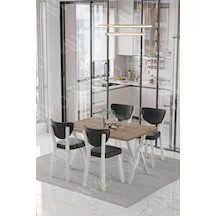 Avvio Beyaz Elma Sandalye 80x120 Yemek Masası Mutfak Masası 4 Kişilik Masa Sandalye Takımı Akça