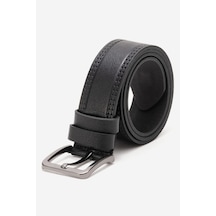 Dericlub Hakiki Deri 4.5 Cm Erkek Dikişli Spor Kemer 520 Siyah Siyah