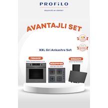 Profilo FXSA243F  - OE36P9P10D - DVK6J479 Gri Xxl Fırınlı Buharlı Ankastre Set