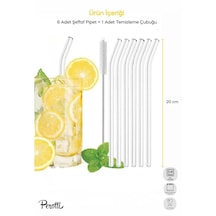 Perotti Straw 6'lı Eğimli Borosilikat Cam Pipet Ve 1 Adet Fırça