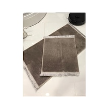 Buççin Online Mağaza Peluş Post Banyo Paspas Takımı Ikili Saçaklı Makinada Yıkanabilir Polyester Kalın 12 Mm + Kahveren Çok Renkli