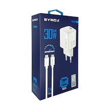 Syrox Gan30 Type C Giriş Başlık & Type C To Lightning Kablo 30w Q