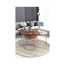 Faymend Giant Lüks 3'lü Orta Sehpa Modern Cappucino Barok Cappucino