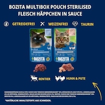 Bozita Sterilised Soslu Atıştırmalık Et Çoklu Kutu 12 X 85 G Pouch - Kediler İçin Porsiyon Torbasında Islak Mama 103 Ivory
