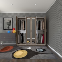 Kenzlife gardırop 6 kapaklı kapılı anemon 180*180*42 crd aynalı gardolap dolap