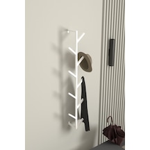 Aju 9 Kollu Antre Hol Metal Askılık - Çanta Şal Mont Havlu Bornoz Çok Amaçlı Fidan Askılığı - Beyaz Beyaz