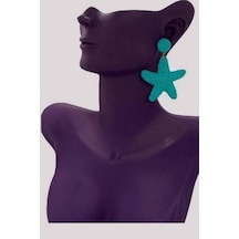 Turkuaz Renkli Deniz Yıldızı Küpe - Kadın Turkuaz