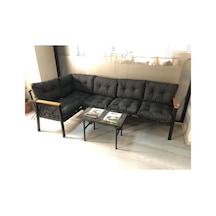 Miami Melisa 3+2 Köşe Yön Değiştirilebilir Koltuk Takımı Balkon-bahçe-kafe Mermerdesen 70x50cm Sehpa Antrasit