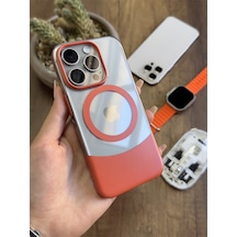 Apple iPhone 15 Pro Magsafe Uyumlu Mika Sararmaz Kılıf Soocase720 Turuncu