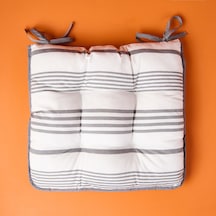 Soft Elegant Curves Kalın Çizgili Sandalye Minderi - Ekru / Siyah - 43x43 Cm Renkli