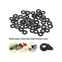 25/50/100 Adet M3 M4 M5 M6 M8 M10 M12 Siyah Yalıtım Sızdırmazlık Halkaları Kauçuk Düz Yıkama Contası Vidalı Cıvata M10x20mm 50pcs