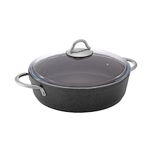 Bonera Granit Pro Plus Siyah Basık/Karnıyarık Tencere 28X8 CM