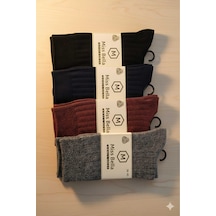 Lambswool - Penye Karışım Kadın Çorabı 36-40 Numara Asorti 4'lü Set Set 3