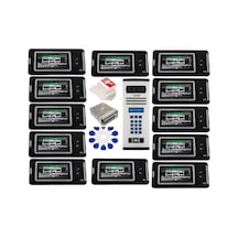 16 Daire Nts 2001-s 4,3'' Görüntülü Diafon Siyah-8004 Tuş Takımlı Şifreli+geçişli Zil Panelli Set