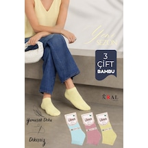 Kral Socks Kadın Bambu Patik 3 Adet Dikişsiz Parfümlü Kısa Yazlık Çorap Asorti
