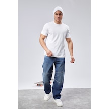 Cedy Denim Cedy Denım Yüksek Kalite Erkek Yüksek Bel Skater Baggy Jeanpantolon C362 Mavi
