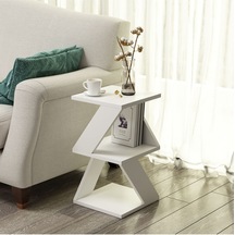 Albeni Yan Sehpa Ahşap Siyah - Beyaz Beyaz