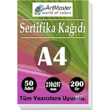 A4 Sertifika Kağıdı 50 Adet Gramajlı Fotokopi Kağıdı 200 Gr Tüm Yazıcılara Uyumlu 21x29.7 Cm Kalın Baskı Kağıdı Kalın