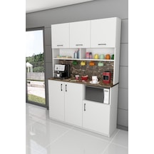 %100 Mdflam Kahve Köşesi Çok Amaçlı Mutfak Dolabı Kahve03 Beyaz - Siyah Taş Beyaz - Siyah Taş