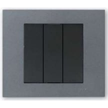 Ovivo Grano Metalik Üçlü Anahtar Siyah + Füme Çerçeve