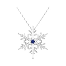 Safir Taşlı Gümüş Kar Tanesi Kolye