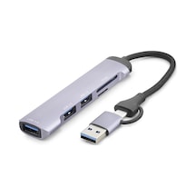 Usb Type-c 3.0 Hub Kart Okuyucu 5 Port 5 Gbps Gri Hdx7900 Tg 5klfk5h