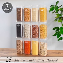 Porsima 432 12li Kare Erzak Bakliyat Saklama Kabı Takımı + Etiket