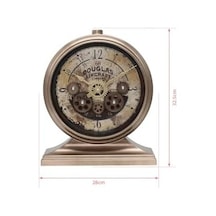 Premium Serisi Antik Eskitme Kadranlı Döner Çarklı 32x28 Cm Ev Ve Ofis Masa Ve Duvar Saati Rakamlı Bronz Açık