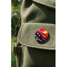 Papua Yeni Gine Papua New Guinea Abstract Ülke Bayraklı Buton Rozet - 44 MM 5 Adet Çok Renkli