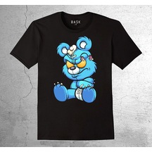 Angry Cartoon Blue Teddy Bear Tişört Çocuk T-shirt 001