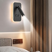 Lampist Lp-3850 13w Led Duvar Aplik 3200k Günışığı Düğmeli Duvar Aydınlatmalı Siyah