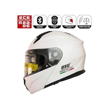 M966 V2 Beyaz Motosiklet Kaskı Güneş Vizörlü Çene Açılır Motorcu Kask