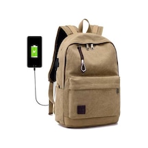 Electronıc Outlet Yystore Usb Sırt Şarjı Kanvas Erkek Çantası Tq Açık Haki