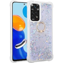 Xiaomi Uyumlu Redmi Note 11 Global Kılıf Zore Simli Sıvılı Yüzüklü Milce Kapak