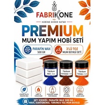 Premium Mum Yapım Hobi Seti - Parafin Wax 500 Gr - 3'lü Toz Mum Boyası Seti - Mavi, Kahverengi, Turuncu Bkfabpw5003mkht Karışık
