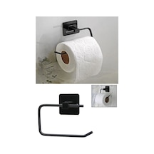 Buççin Online Mağaza Yapışkanlı Dekoratif Siyah Metal Tuvalet Kağıt Askılığı- Wc Kağıtlık Tutucu - Wc, Banyo Aksesuarı. M Çok Renkli