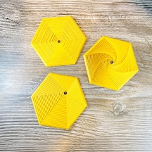 Bezos 3d Baskı Super Fidget Coaster Seti - Altıgen Desenli Bardak Altlığı Ve Tutucu-sarı Nxrlvng