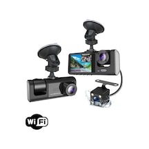 A98 Tipi Wifi Full Hd 3 Kameralı Araç İçi Güvenlik Kamerası Gece Görüşlü G Sensörlü