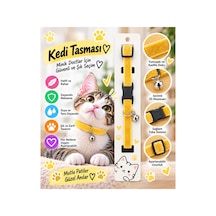 Kedi Tasması Hardal Sarısı Kadife Zilli Ayarlanabilir Klips Tokalı Boyun Tasması