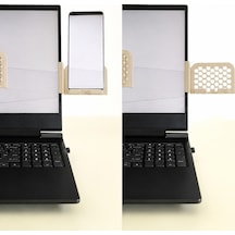 3d Baskı Monitor Telefon Tutucu - Petek Desenli Laptop Kenar Telefon Tutucu-bej