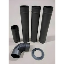 6 Parça Soba Boru Seti Mat Siyah - Antrasit 3 Tam Boy - 1 Yarım Boy - 1 Dirsek - 1 Ayna 0.40mm