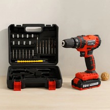 Jenerik 24w Şarjlı Matkap Seti 1350 Rpm Çantalı Kırmızı