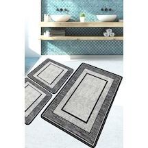 Patra Banyo Halısı Djt 3 Lü Set Banyo Halısı Paspas Yıkanabilir Kaymaz Çok Renkli