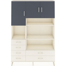 Arges Dolap 9 Raflı 6 Çekmeceli 3 Kapaklı 132x30x195 Aytaşı-antrasit/aytaşı Antrasıt/aytası
